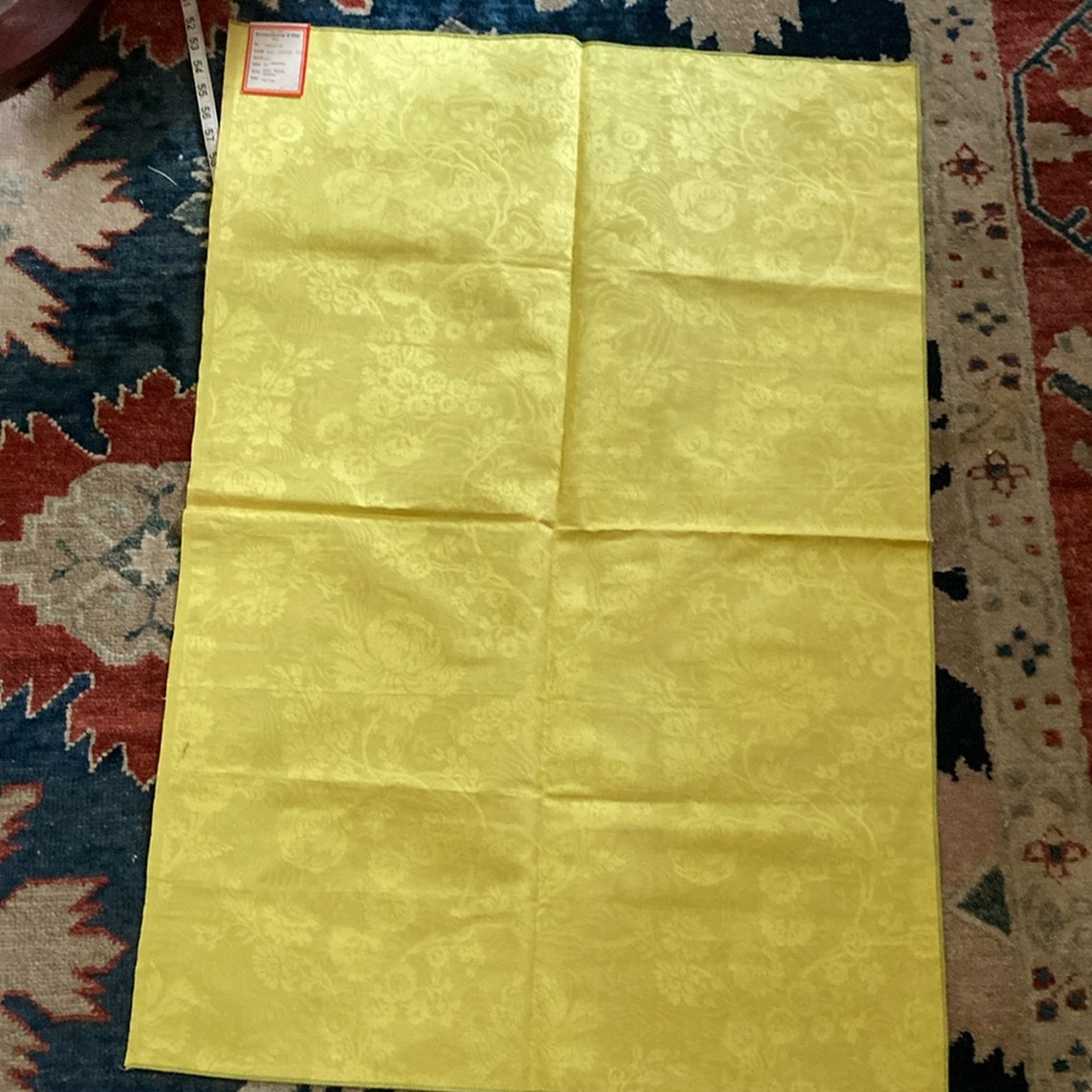 26 x 38 vintage brunschwig & fils sample moire damask yellow fabric